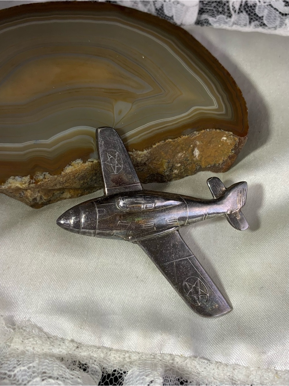 Vintage sterling silver ww2 sweetheart fighter plane brooch